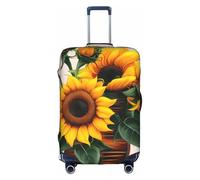 NBAGHPQ Housse de protection universelle pour valise, élastique, lavable, anti-rayures Motif tournesol et rose, blanc, M