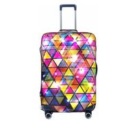 NBAGHPQ Housse de protection universelle pour valise, élastique, lavable, anti-rayures, motif triangle géométrique coloré, blanc, L