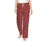 NBAGHPQ Joyeux Noël mignon bonhomme de neige imprimé pantalon de pyjama pour femme avec poches chaud quotidien vêtements de détente pour l'hiver cadeau de nuit, Noir , XXL