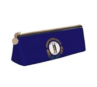 NBAGHPQ Kentucky State Flag Trousse à crayons en cuir avec fermeture éclair Motif drapeau de l'État du Kentucky