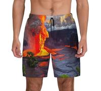 NBAGHPQ Kilauea Short de bain pour homme Imprimé Volcans Surf Gym Activités de plein air Vacances d'été, Noir , M