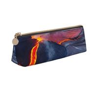 NBAGHPQ Kilauea Trousse à crayons en cuir avec fermeture éclair Motif volcans