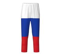 NBAGHPQ Pantalon de pyjama doux imprimé drapeau russe pour femme et homme pour fêtes à thème, Noir , S