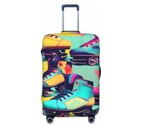 NBAGHPQ Patins à roulettes rétro - Impression colorée - Double face - Élastique - Protection universelle pour valise, Noir , M