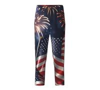 NBAGHPQ Patriotique 4 juillet imprimé drapeau américain vêtements décontractés détente maison pantalon pyjama doux femme homme pantalon soirées à thème, Noir , XS(5-6)