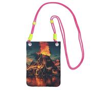 NBAGHPQ Sac à bandoulière léger et imperméable imprimé volcan pour voyage, course à pied, Fuchsia, Taille unique