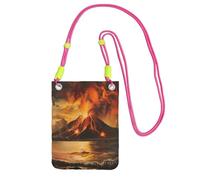 NBAGHPQ Sac à bandoulière léger et imperméable imprimé volcan pour voyage, course à pied, Fuchsia, Taille unique