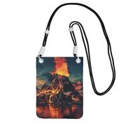 NBAGHPQ Sac à bandoulière léger et imperméable imprimé volcan pour voyage, course à pied, Noir , Taille unique