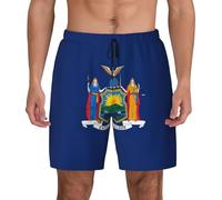 NBAGHPQ Short de bain pour homme imprimé drapeau de l'État de New York Short de plage Surf Gym Activités de plein air Vacances d'été, Noir , 3XL