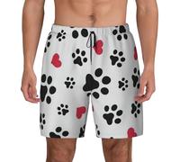NBAGHPQ Short de bain pour homme, motif patte de chat, cœur, cœur, imprimé pieds, short de bain, surf, gym, activités de plein air, vacances d'été, Noir , S