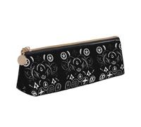 NBAGHPQ Supernatural Symbols Trousse à crayons en cuir avec fermeture éclair Motif symboles noirs