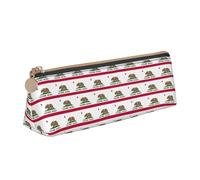 NBAGHPQ Trousse à crayons en cuir avec fermeture éclair et motif drapeau de l'État de Californie pour garçons et filles