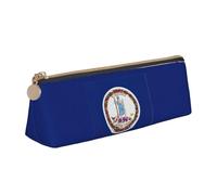 NBAGHPQ Trousse à crayons en cuir avec fermeture éclair et motif drapeau de l'État de Virginie pour garçons et filles