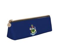 NBAGHPQ Trousse à crayons en cuir avec fermeture éclair et motif drapeau de l'État du Maine pour garçons et filles