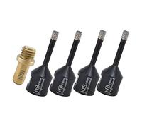 NBB forets diamant brasé sous vide avec M14, pour le forage à sec ou humide de manière sur porcelaine dure, céramique, carrelage, granit, marbre, pour meuleuse d'angle (6mm x4pcs + 1pc Adaptateur)