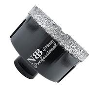 NBB Scie cloche diamant brasé sous vide avec M14, pour le forage à sec ou humide de manière professionnelle sur porcelaine dure, céramique, carrelage, granit, pour meuleuse d'angle (Dia.75mm)