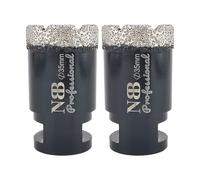 NBB Scie cloche diamant brasé sous vide avec M14, pour le forage à sec ou humide de manière professionnelle sur porcelaine dure, céramique, carrelage, granit, pour meuleuse d'angle (Dia.35mm, 2)