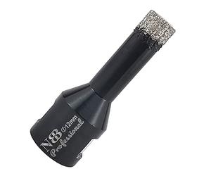 NBB Scie cloche diamant brasé sous vide avec M14, pour le forage à sec ou humide de manière professionnelle sur porcelaine dure, céramique, carrelage, granit, pour meuleuse d'angle (Dia.12mm)