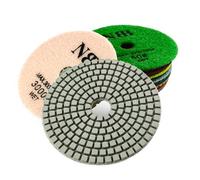 NBB Tampons de polissage diamanté 4" 100mm disque de rénovation et ponçage diamant pour polissage à l'eau sur granit marbre pierre céramique avec support en nylon finition parfaite (7, Mixte Humide)