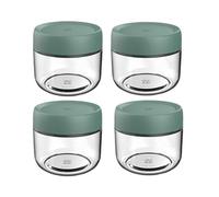 NBBENG Lot de 4 bocaux en verre pour avoine de nuit avec couvercles, pot à yaourt, pot de petit-déjeuner, bocaux à salade d'avoine, pour céréales, lait, fruits, condiments, vinaigrettes, vert (280 ml)