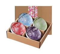 NBBENG Lot de 4 bols à céréales en porcelaine de style japonais avec boîte cadeau, petits bols colorés pour crème glacée, condiments, micro-ondes et lave-vaisselle, 300 ml