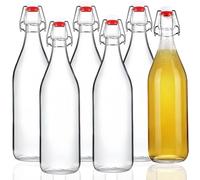 NBBENG Lot de 6 bouteilles de bière en verre transparent avec couvercle basculant de 500 ml pour boissons, huile, vinaigre, bière, eau, soda, deuxième fermentation