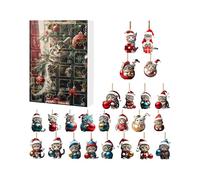 Nbbwwu Calendrier De L Avent Pour Noel 2025 | Calendrier de Compte à Rebours 24 Jours avec Pendentif Chat en Acrylique pour Enfant,Décoration d'Intérieur Adorable Ornements de Noël Mignons pour Toute