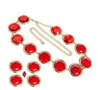 Nbbwwu Ceinture De Taille De Cosplay Raven Pour Femmes, Accessoires De Costume Teen-Titans, Taille De Chaîne En Pierre Réglable Avec Pierres Précieuses Rouges, Ceinture De Taille De Cosplay D'anime