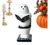 Nbbwwu Figurine De Fantôme,Statuette De Fantôme Lisant Un Livre Aux Toilettes | Sculpture Gothique Décorative pour Bureau Étagère Foyer Maison Femme Homme