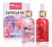 nbc BeautiLab Lot de 2 huiles pour cuticules 30 ml parfum rose et fraise avec fleurs huile de croissance des ongles avec vitamine E huile de jojoba, paquete de