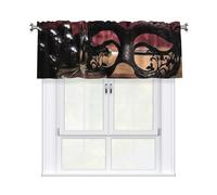 NBCCDVSH Cantonnières en forme de masque en dentelle pour fenêtres de cuisine, 137 x 45,7 cm, avec passe-tringle, rideaux demi-courts pour salle de bain, salon, décoration de fenêtre à 1 panneau