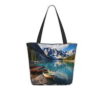 NBCCDVSH Moraine Lake Canoes Sac fourre-tout réutilisable pour femme Sac d'épicerie Esthétique Sac de courses Sac à main de plage