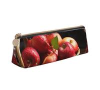 NBCCDVSH Trousse à crayons en cuir avec fermeture éclair élégante pour homme et femme - Trousse à crayons en cuir avec pingouin heureux pour le travail, le bureau, les voyages, Fruits rouges dans un