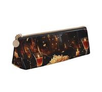 NBCCDVSH Trousse à crayons en cuir avec fermeture éclair élégante pour homme et femme - Trousse à crayons en cuir pour le travail, le bureau, les voyages, Soirée cinéma, Taille unique, Mode