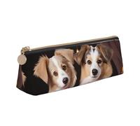 NBCCDVSH Trousse à crayons en cuir avec fermeture éclair élégante pour homme et femme - Trousse à crayons en cuir Yorkshire Terrier - Pour le travail, le bureau, les voyages, Couple d'amour romantique