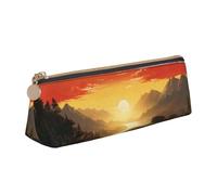 NBCCDVSH Trousse à crayons en cuir avec fermeture éclair élégante pour homme et femme - Trousse à crayons en cuir pour le travail, le bureau, les voyages, Soleil levant, Taille unique, Mode