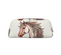 NBCCDVSH Trousse à crayons en cuir avec fermeture éclair élégante pour homme et femme - Trousse à crayons en cuir avec flèche Cupidon - Cheval d'amour - Pour le travail, le bureau, les voyages