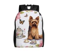 NBCCDVSH Yorkshire Terrier Sac à dos de voyage étanche pour ordinateur portable 15,6" Motif papillons et roses