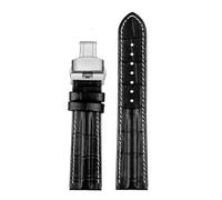 NBCNZCTSAS 20mm 22mm Bracelet de montre en cuir Rivet hommes Bracelet de remplacement Bracelet adapté for Hamilton kaki adapté for l'aviation H70605731/H32705521(A-black white-silver,20mm)