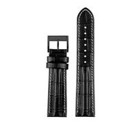 NBCNZCTSAS 20mm 22mm Bracelet de montre en cuir Rivet hommes Bracelet de remplacement Bracelet adapté for Hamilton kaki adapté for l'aviation H70605731/H32705521(Black white-black,22mm)
