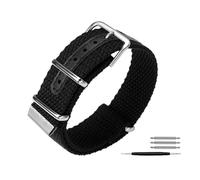 NBCNZCTSAS 20mm 22mm nouveau design bracelet de montre en nylon bracelet de montre en toile for boucle en argent for trois anneaux en acier adapté for Rolex Fit for montre Seiko for hommes(Black silve