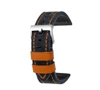 NBCNZCTSAS 22mm 24mm Fit for Breitling fossil Fit for Hamilton bracelet de montre en cuir de toile fait for la main bracelet de montre rétro for hommes(Black Orange silver,24mm)