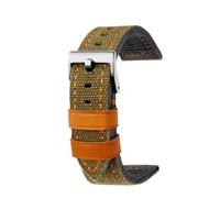 NBCNZCTSAS 22mm 24mm Fit for Breitling fossil Fit for Hamilton bracelet de montre en cuir de toile fait for la main bracelet de montre rétro for hommes(Green Orange silver,24mm)