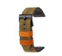 NBCNZCTSAS 22mm 24mm Fit for Breitling fossil Fit for Hamilton bracelet de montre en cuir de toile fait for la main bracelet de montre rétro for hommes(Green Orange black,24mm)