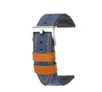 NBCNZCTSAS 22mm 24mm Fit for Breitling fossil Fit for Hamilton bracelet de montre en cuir de toile fait for la main bracelet de montre rétro for hommes(Blue Orange silver,24mm)