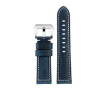 NBCNZCTSAS 24mm for Casio PRG-600 PRG-650 PRG-600Y PRW-6600Y bracelet de montre Vintage givré en cuir souple bracelet de montre 9 couleurs(A Blue Silver)
