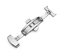 NBCNZCTSAS 316L Semi automatique Double Appuyez sur Paperfly Buckle Watch Bouton Push Fold Fermoir Argent Watchband10-22mm(Silver,10mm)