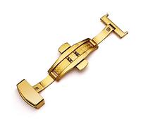 NBCNZCTSAS 316L Semi automatique Double Appuyez sur Paperfly Buckle Watch Bouton Push Fold Fermoir Argent Watchband10-22mm(Gold,20mm)