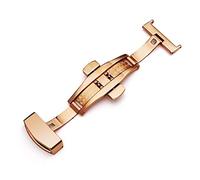 NBCNZCTSAS 316L Semi automatique Double Appuyez sur Paperfly Buckle Watch Bouton Push Fold Fermoir Argent Watchband10-22mm(Rose,10mm)