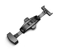 NBCNZCTSAS 316L Semi automatique Double Appuyez sur Paperfly Buckle Watch Bouton Push Fold Fermoir Argent Watchband10-22mm(Schwarz,22mm)